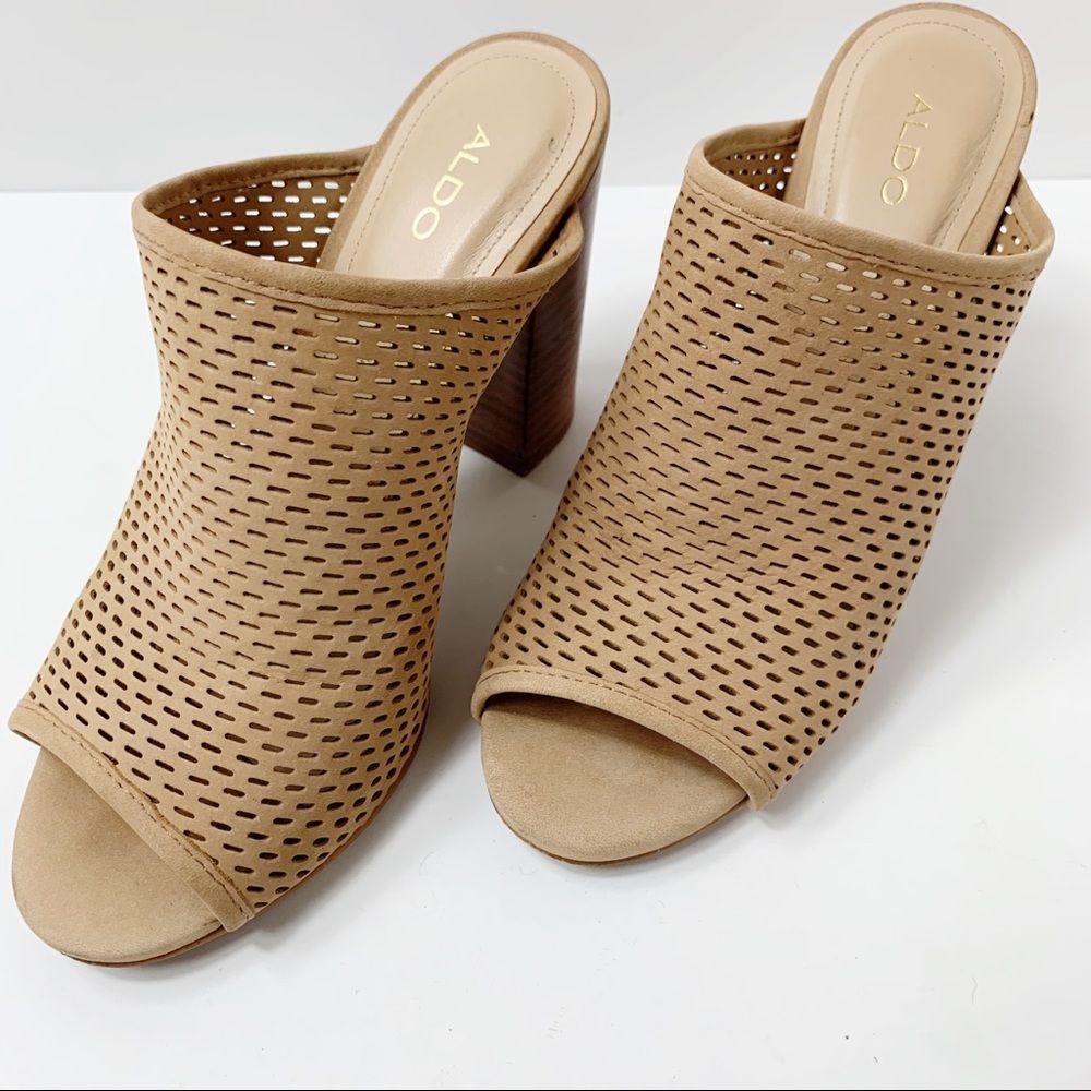 Aldo Thiasa Perforated Mule Heel in Nude - Picture 3 of 7